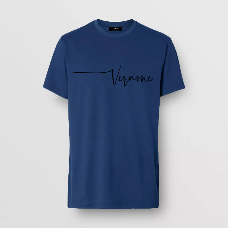 Graphic ‘signature’ T-shirt / Cobalt Blue