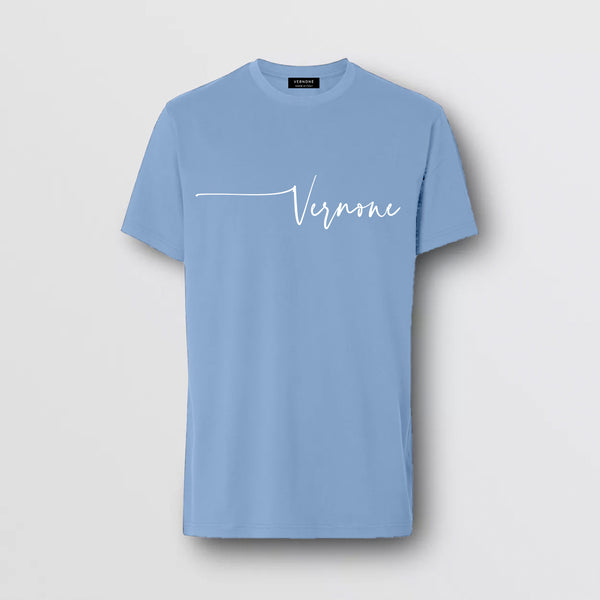 Graphic ‘signature’ T-shirt / Azure Blue