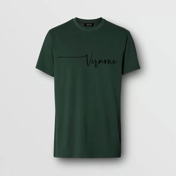 Graphic ‘signature’ T-shirt / Forest Green