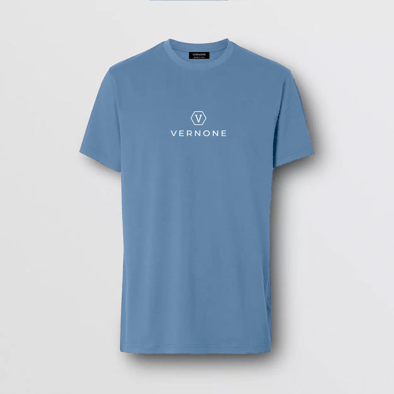 Graphic ‘logo’ T-shirt / Maya Blue