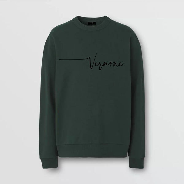 Embroidered ‘signature’ Sweatshirt /  Forest Green